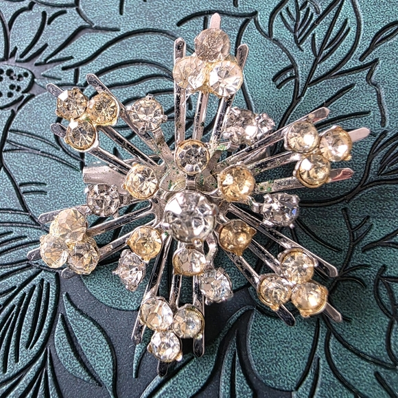 Coro Jewelry - Vintage Signed Coro Rhinestone Snowflake Brooch